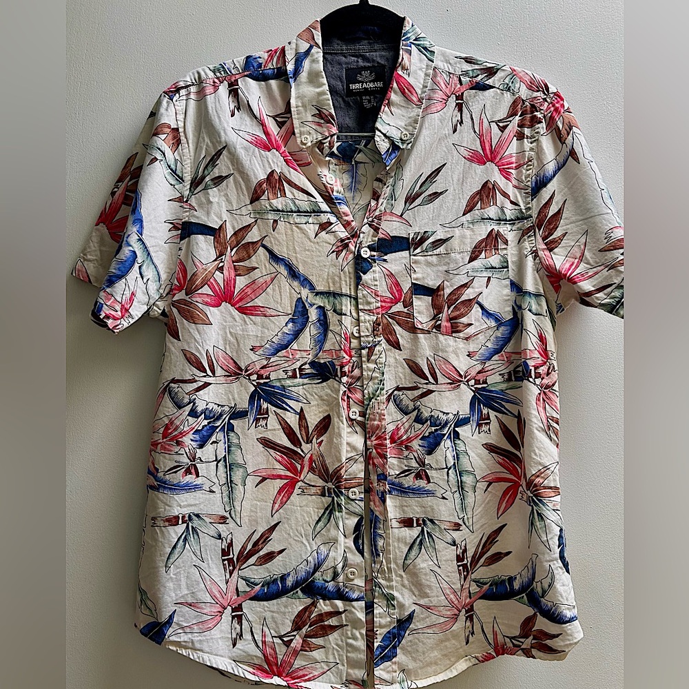 Threadbare 100% Cotton Tropical Print Unisex Button Up Shirt